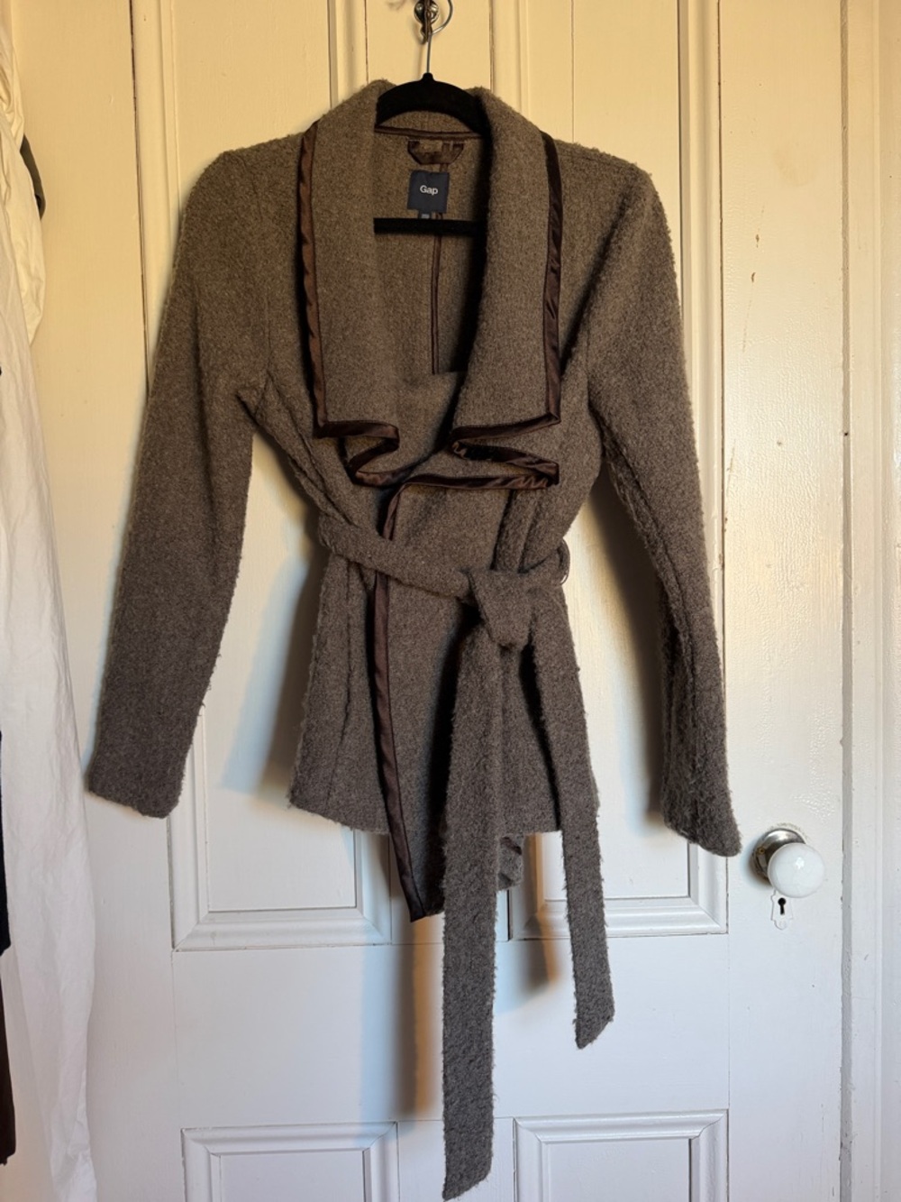 GAP Brown Wrap Cardigan with Satin Trim